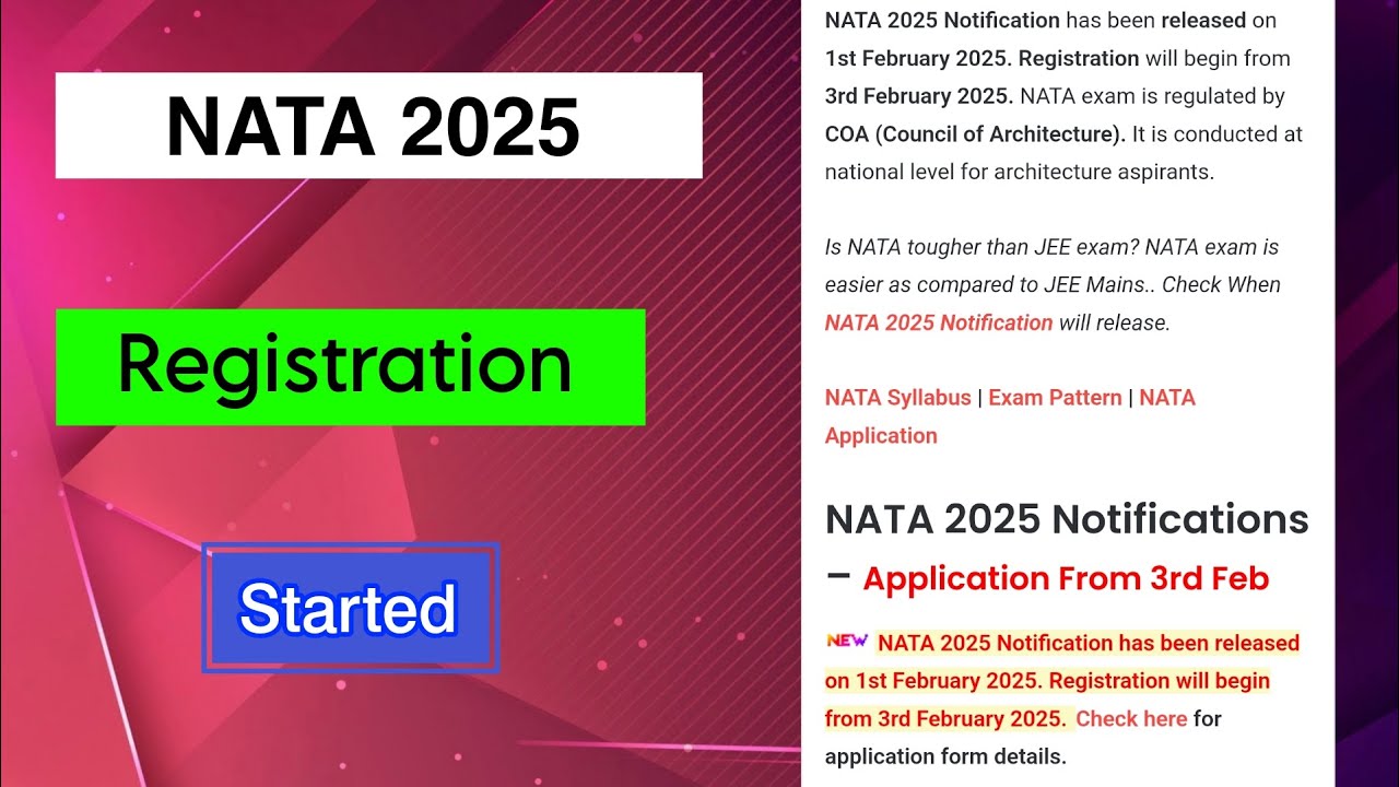 NATA 2025 Registration Started | NATA Application form Started 2025 | MDE