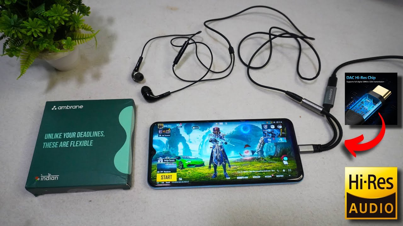 Ambrane Type C to C Charger + 3.5 mm Audio Adapter || Best 2 in 1 Audio Splitter For Bgmi and PUBG