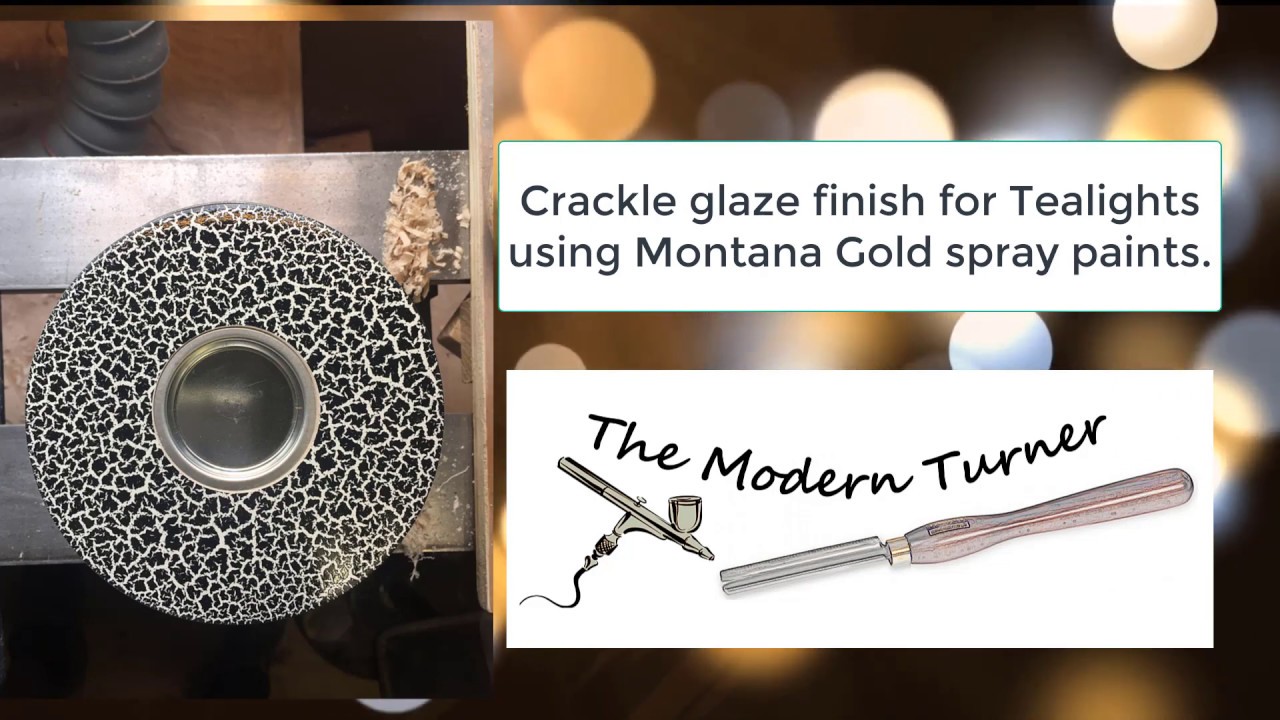 Creating a crackle glaze finish on a turned wood Tea light holder using Montana Spray paints.