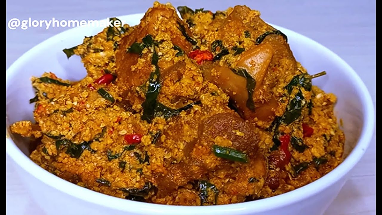 How To Cook Egusi Soup With Scent Leaf And Ugu Leaf | The Frying Method  | Glory homemaker