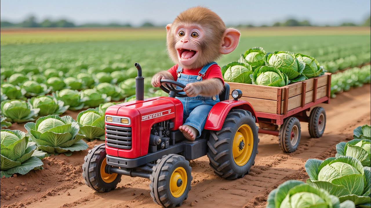 🐒🚜 Monkey Nana’s Hard Journey Caring for the Cabbage Garden Finally Pays Off! 🥬🌞 – NANA MONKEY LIFE