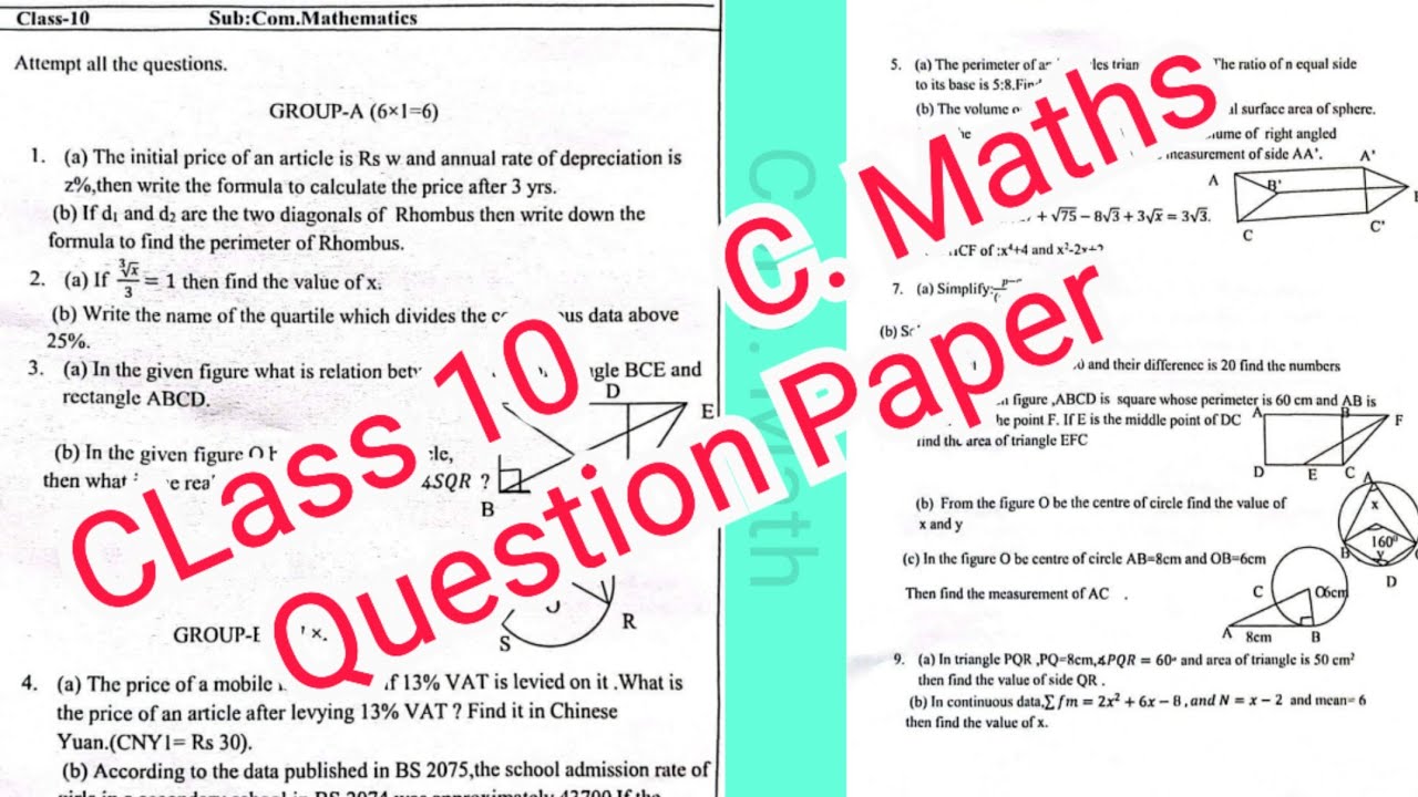 SEE Preparation Question Paper 2079 | SEE Math Question Paper | Math Important Question Paper