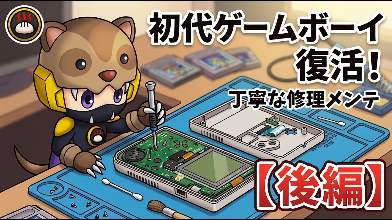 【修理 後編】初代ゲームボーイを丁寧に分解修理・メンテする！あんまん朝から食べる！