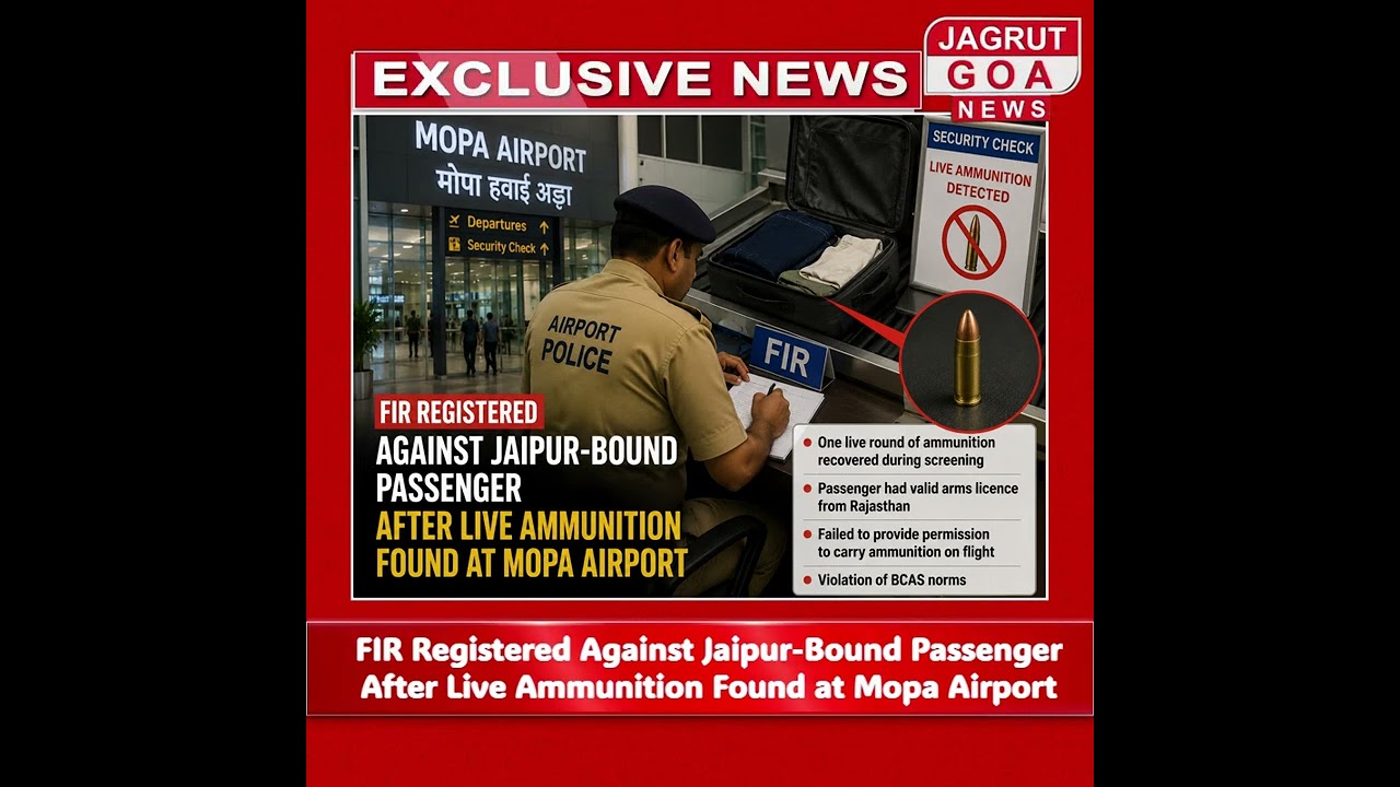 FIR Registered Against Jaipur-Bound Passenger After Live Ammunition Found at Mopa Airport