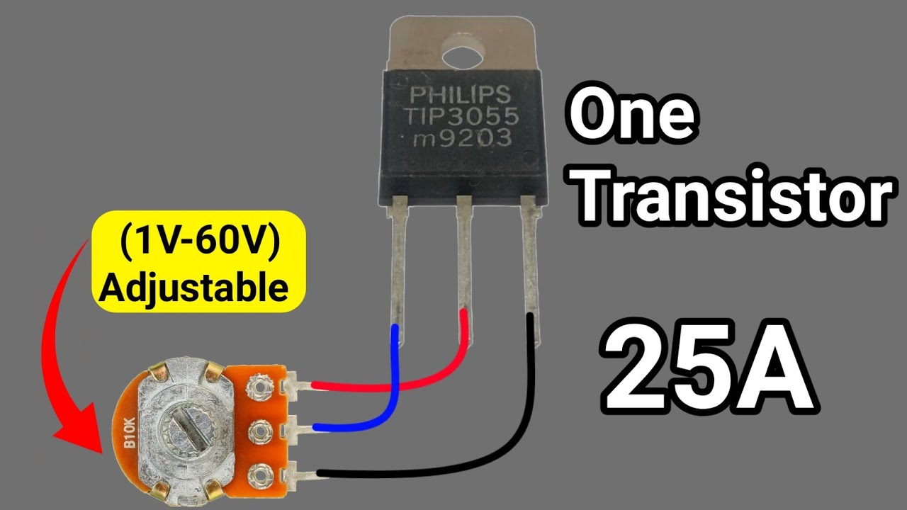 How To Make Adjustable Voltage Regulator Using TIP3055 | Transistor Voltage Controller Circuit