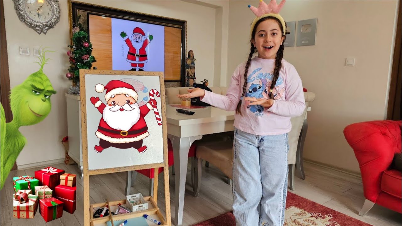ESMA İLE EN GÜZEL NOEL BABA ÇİZEN KAZANIR  ماما جابت بيبي - جنى مقداد | طيور الجنة