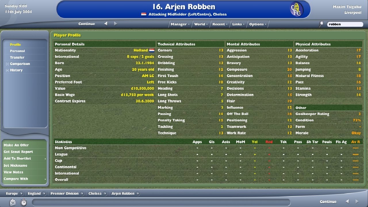 FM 2005 - Best Left Wingers, Left Midfielders LM/ML/LW/AML/FL