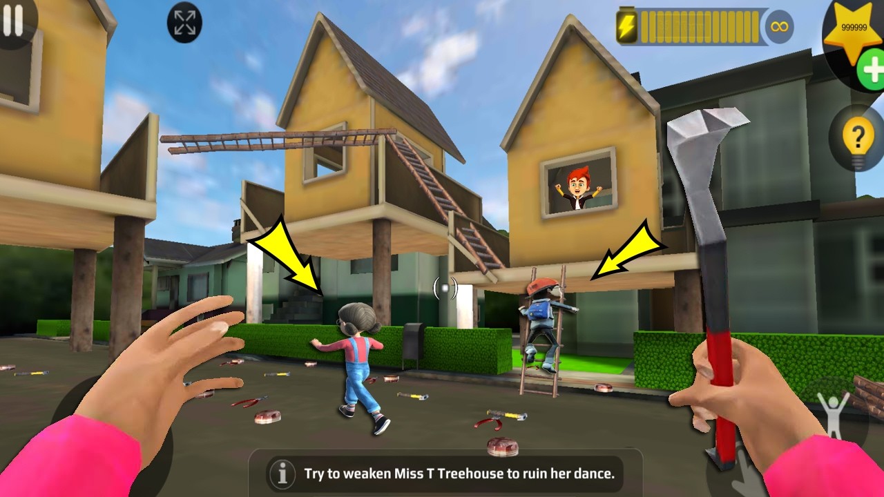 Scary Teacher 3D - troll Miss T so many ladder and traps(Mod menu) gameplay part 6116#scaryteacher3d