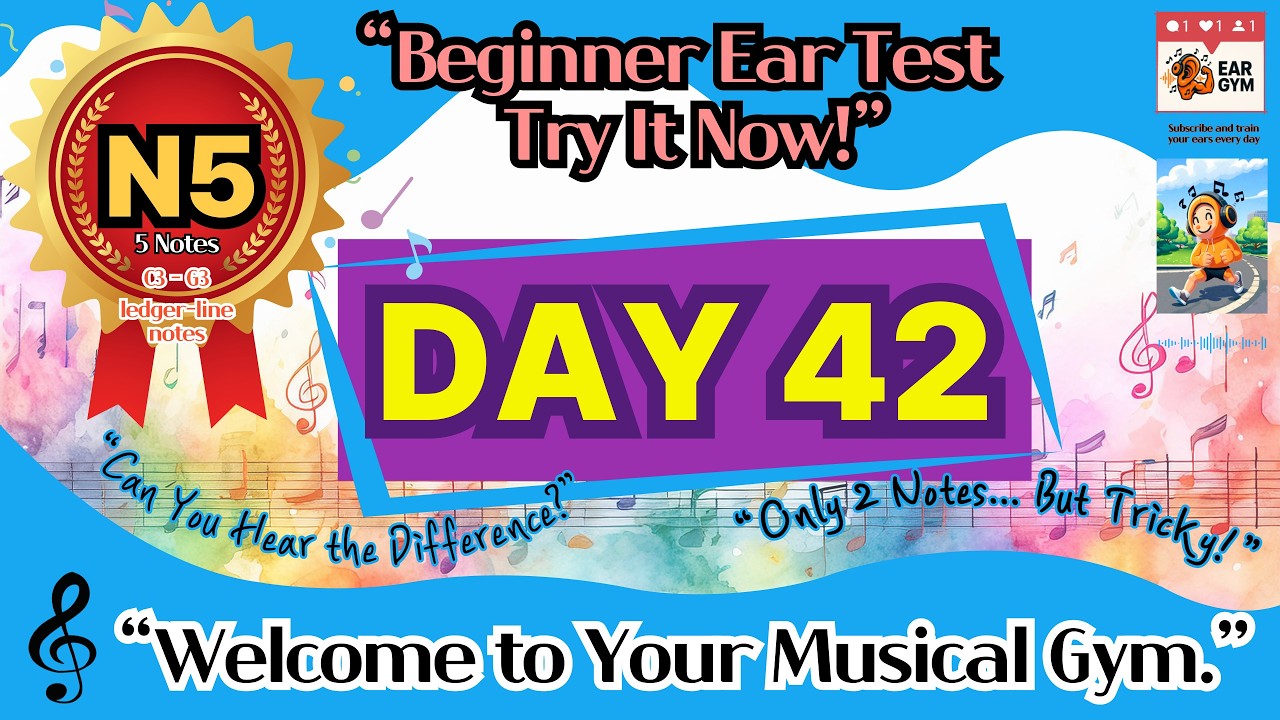 Beginner Ear Training Day 42 - StarterㅣBass-Clef : 5Notes | EarGym