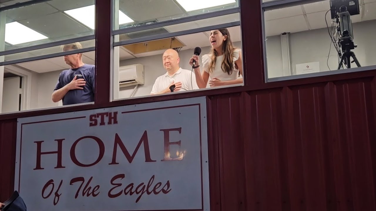 Singing the National Anthem at St. Thomas High School.  #katerinalouise #nationalanthem #acapella
