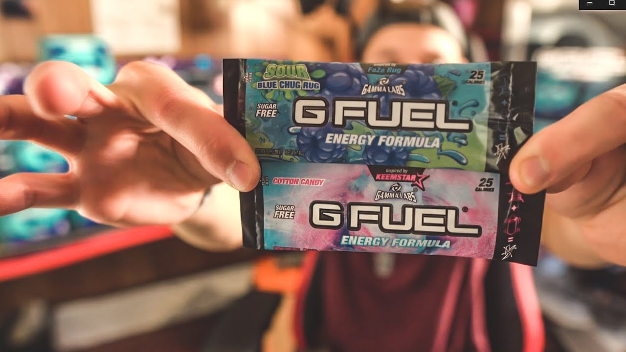 TRYING THE NEW RELEASED G-FUEL PACKETS! - SOUR BLUE CHUG RUG & COTTON CANDY!