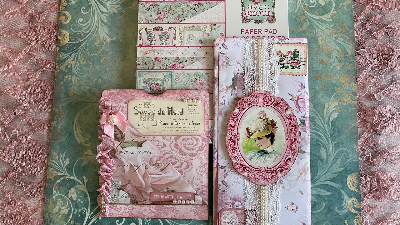 Sneak Peek! Marie Antoinette journal from a box & scrapbook papers & 3 quick #stackyourstash pockets