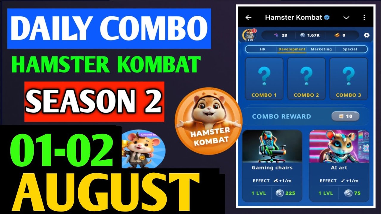 Hamster Kombat Game Dev Daily Combo | 1 August Hamster Kombat Daily Combo | Hamster Daily Combo