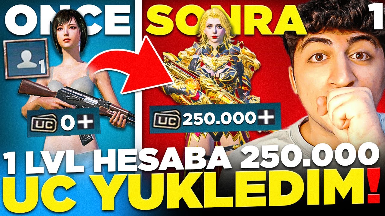 BAŞLIYORUZ! 😲 YENİ 1 LEVEL HESABIMA 250.000 UC YÜKLEDİM! #1 PUBG Mobile
