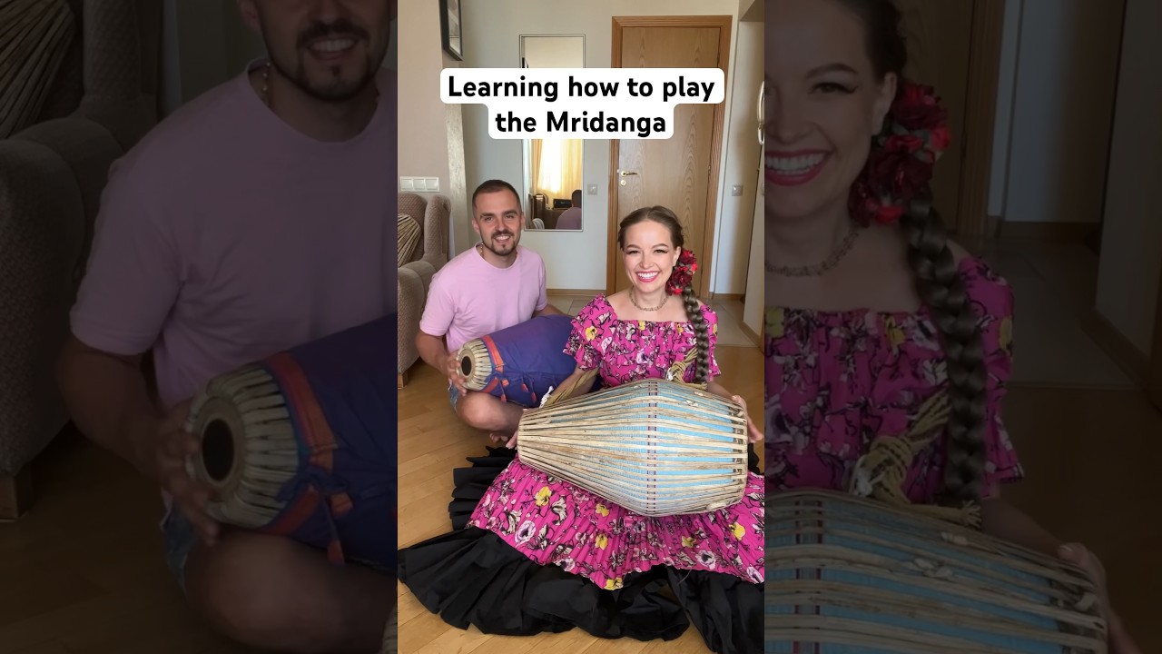 Learning how to play the Mridanga🙌🏼👏🏻 #harekrishna #iskcon #religion #dance #harinaam_sankirtan