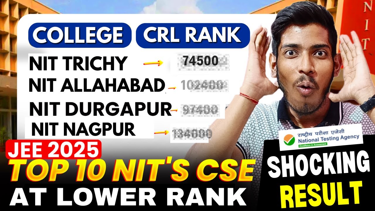 JEE Main 2025 : Top 10 NIT&rsquo;S Seat At LOW Rank in 2025🔥| Category Wise Cutoff  #jee2025