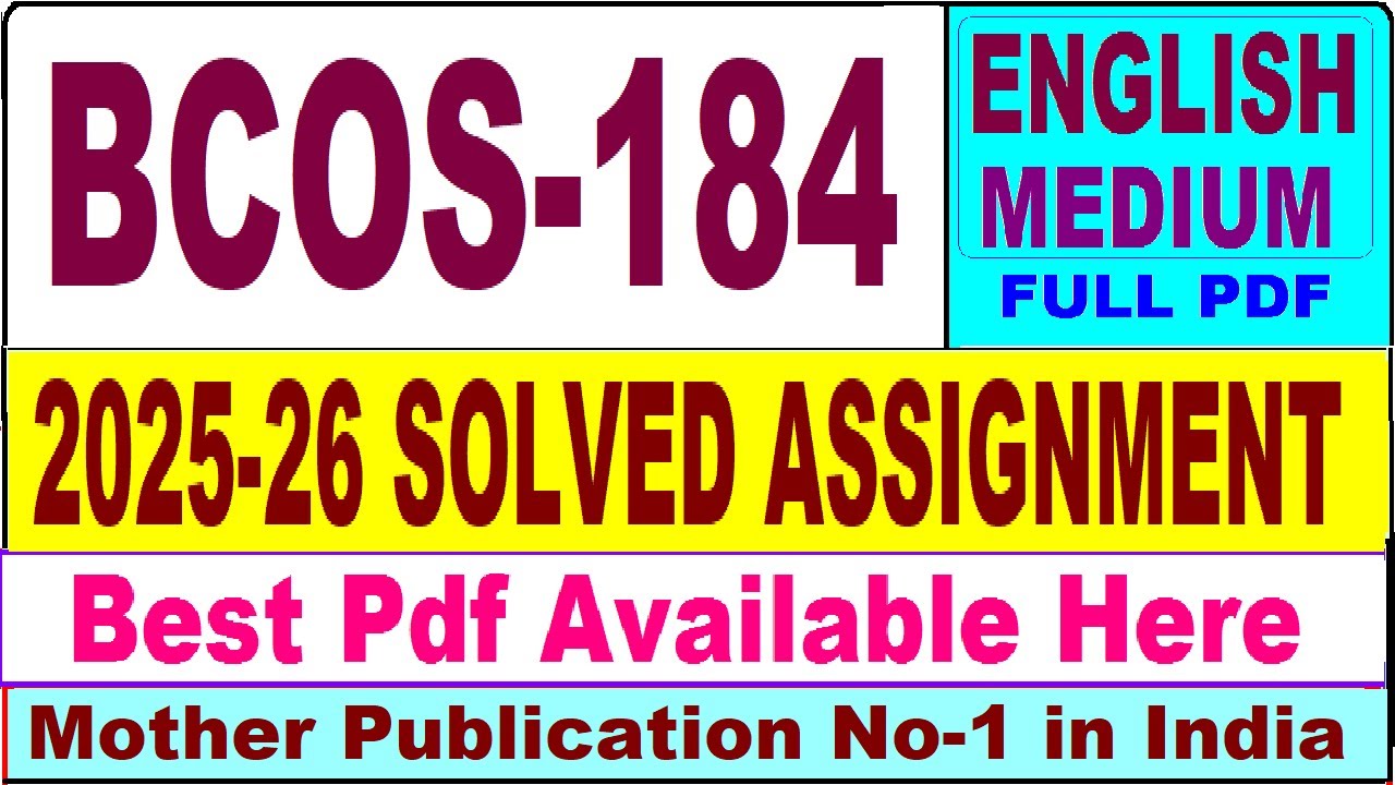 BCOS 184 solved assignment 2025-26 || bcos 184 solved assignment 2026 in English || ignou bcos184