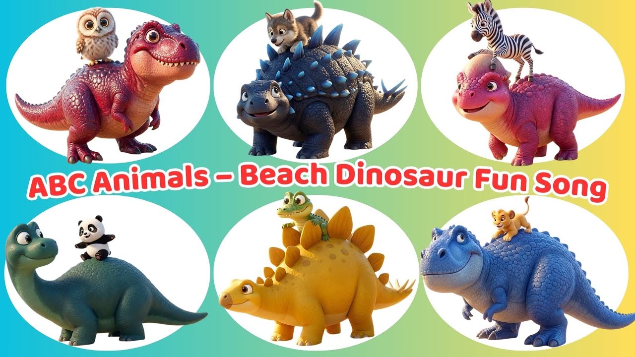 ABC Animals Beach Dinosaur Fun 🦖🌊 Funny Animals Throw Dinos | Alphabet Song for Kids