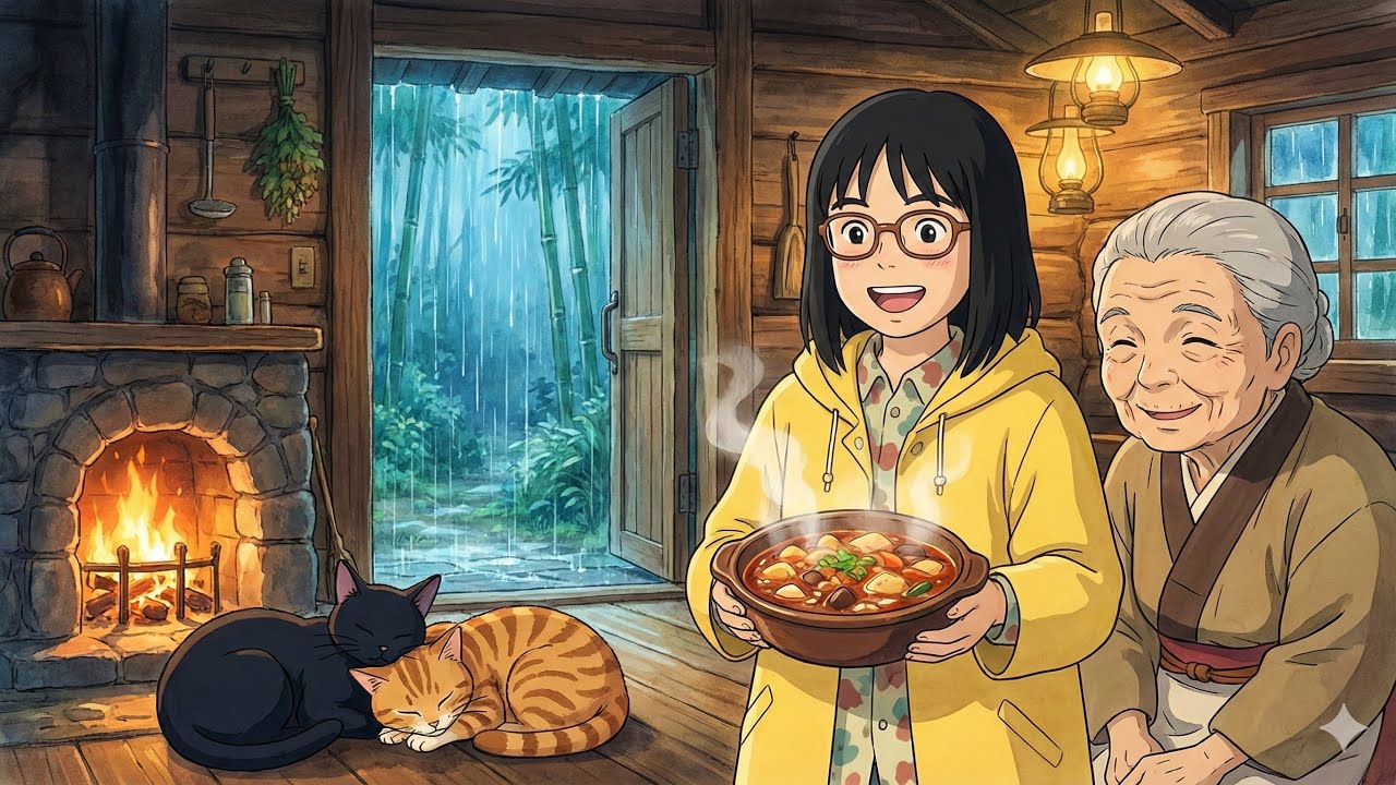 Lost in the Rain 🎋 Cozy Bamboo Forest & Grandma's Stew (Ghibli Inspired)