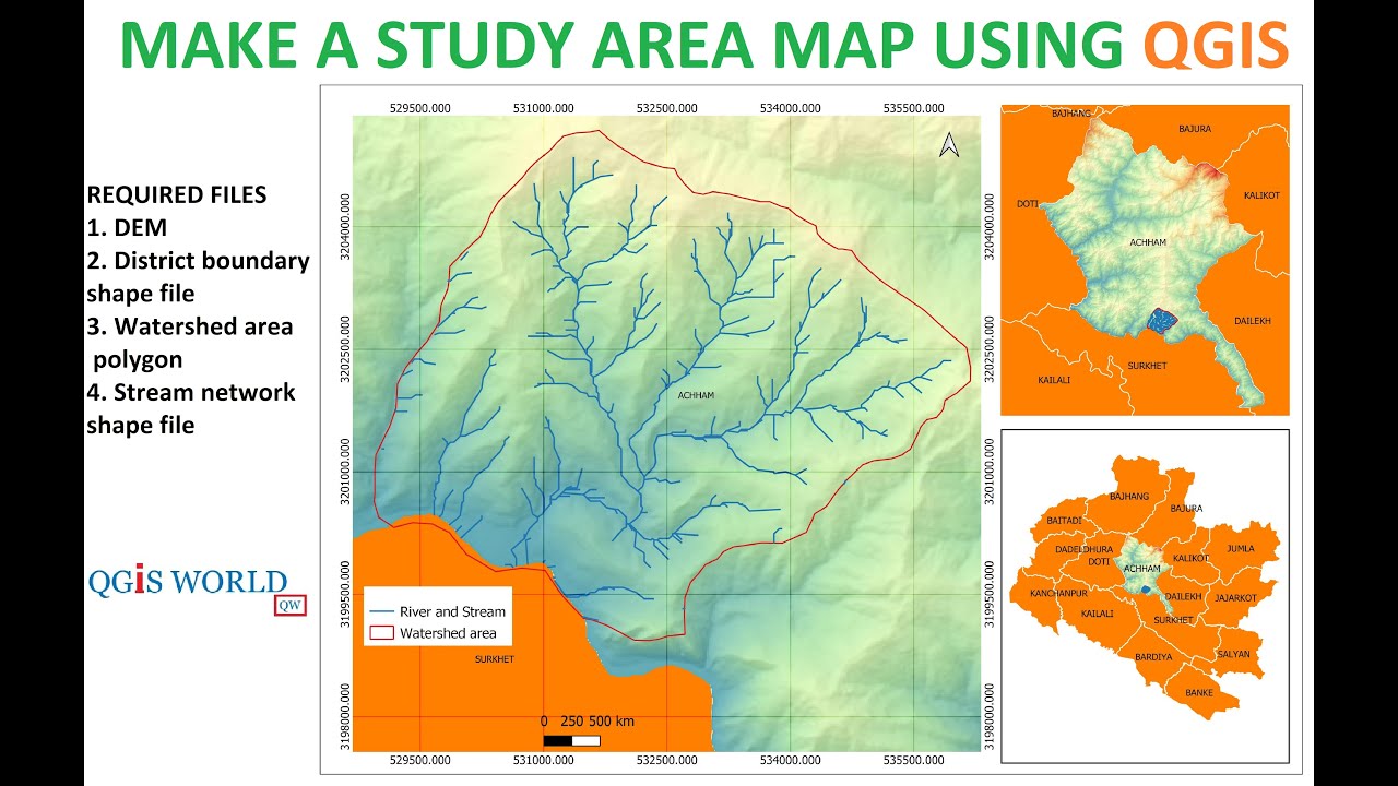 How to make a study area map using QGIS