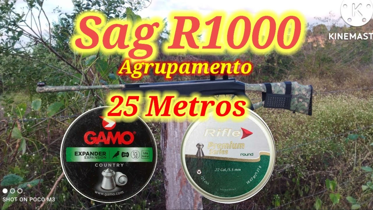 Sag R1000 agrupamento a 25 metros. (com chumbinho rifle raund e gamo expander.)