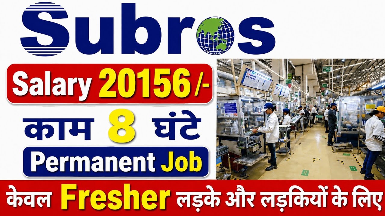 Subros Recruitment 2026 | ITI Diploma Fresher Job | ₹20,156 Salary | Permanent Job