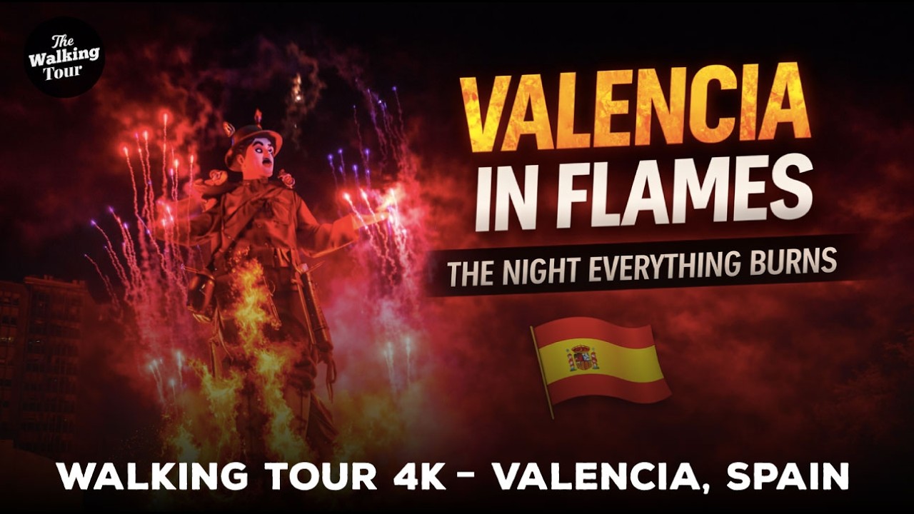 Walking Tour 4K | Valencia in Flames 🔥 The Night Everything Burns | Fallas Crem&agrave; Walking Tour 2026