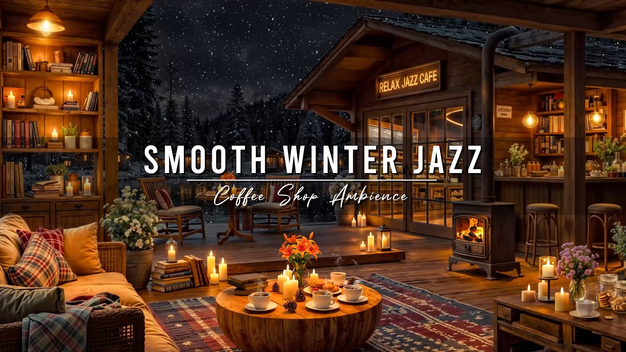 Winter Jazz Music ⛄ Cozy Night with Smooth Jazz Instrumental Music at Coffee Shop Ambience for Work