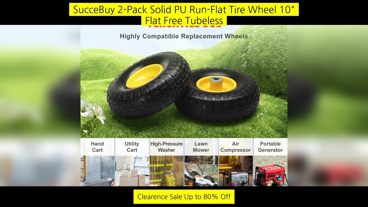 Succebuy 2-Pack Solid Pu Run-Flat Tire Wheel 10