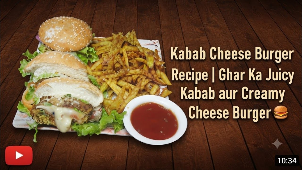 Kabab Cheese Burger Recipe | Ghar Ka Juicy Kabab aur Creamy Cheese Burger 🍔.