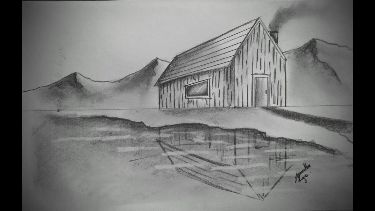 Punto de fuga. DIBUJO FACIL Cómo dibujar cabaña paso a paso. SUSCRIBETE