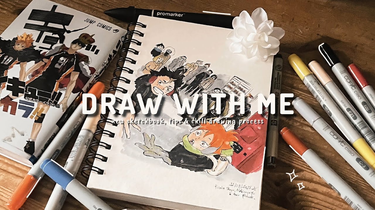 draw with me! new sketchbook, tips & chill drawing process ❄️🍊 | drawing with asakimy ep 5