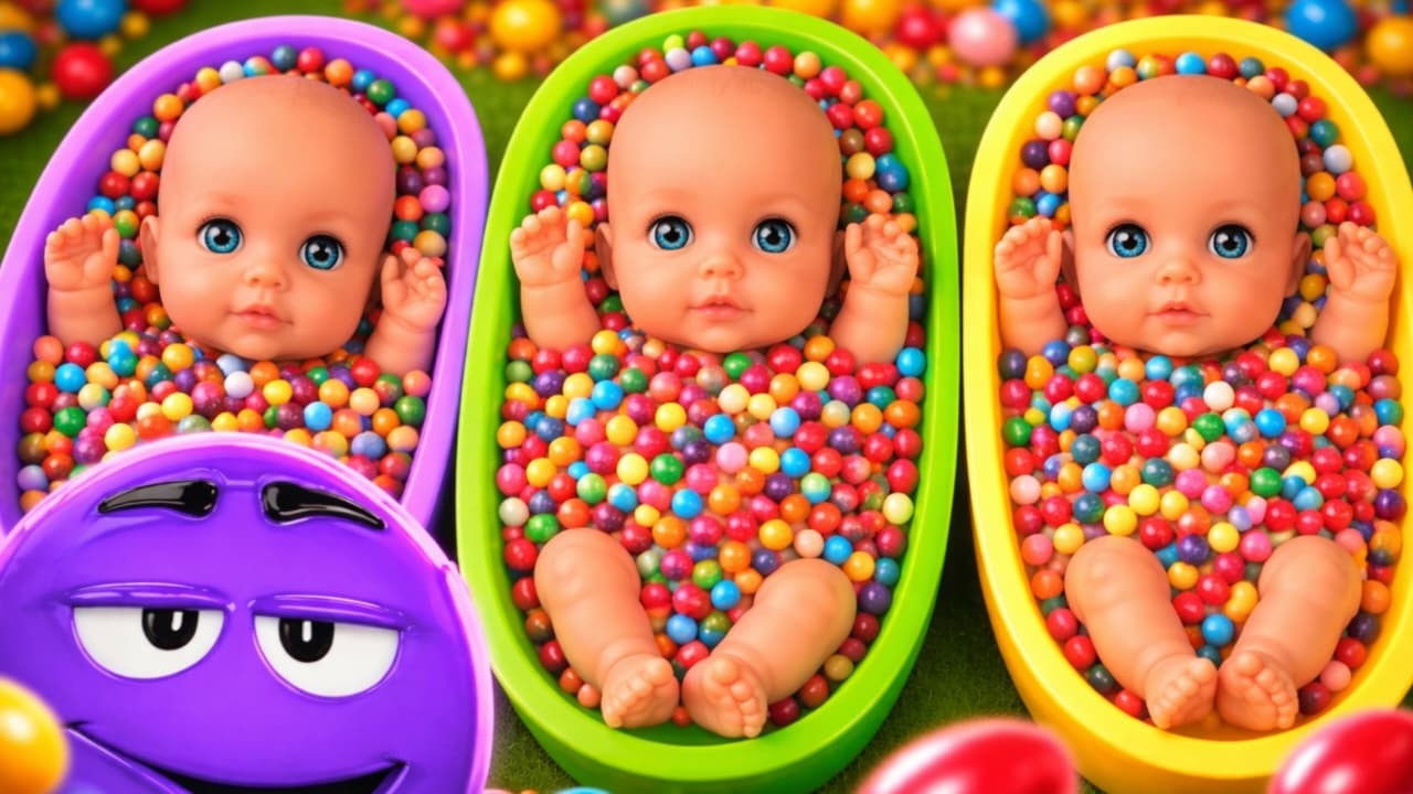 4 Minutes Satisfying with Full of 3 Rainbow BathTubs Candy with M&M's & Magic Slime Cutting Video 9