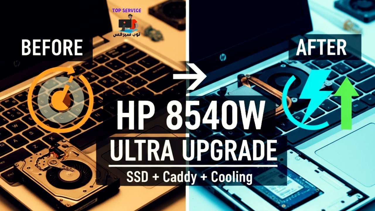 تطوير شامل لاب توب HP EliteBook 8540w: تركيب هارد SSD وكادي وصيانة نظام التبريد بالكامل