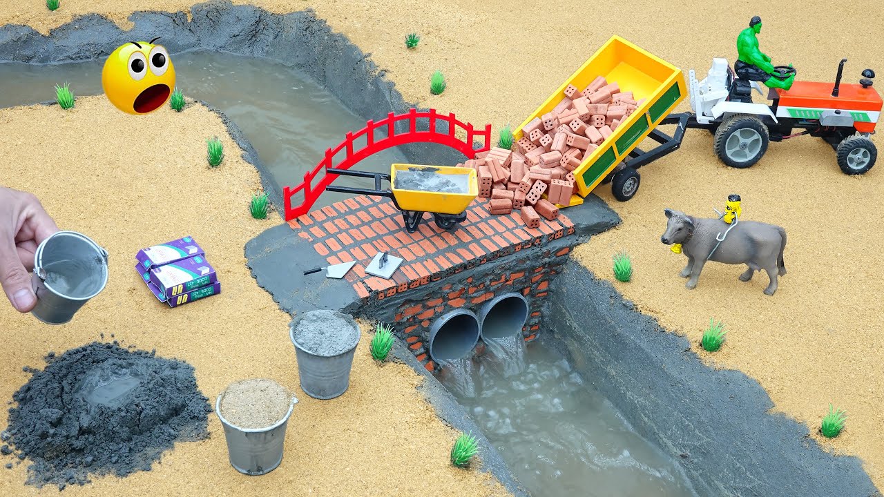diy mini truck making bricks and home pipe bridge construction ‪@sanocreator |@DIYTractorKings