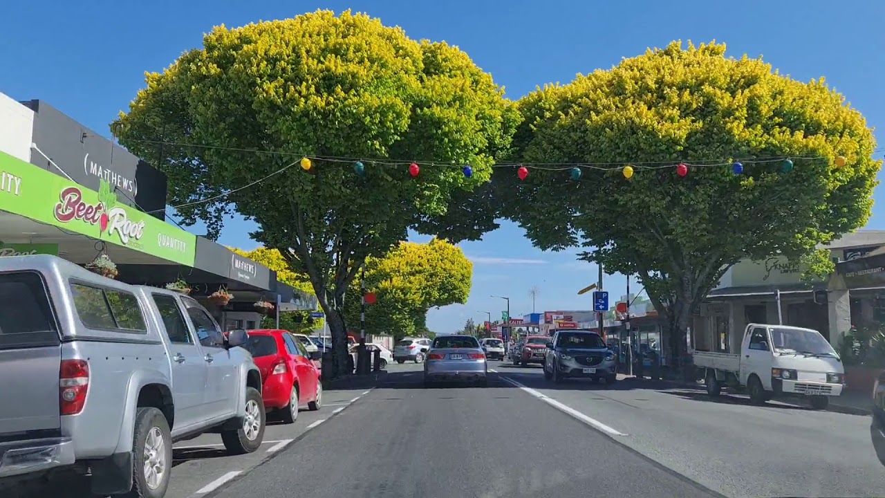 Drive Through Town of Motueka in Tasman Bay, New Zealand