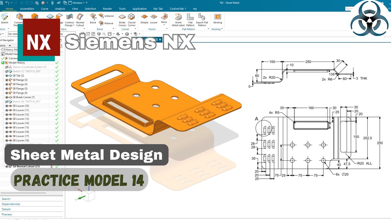Siemens NX-Sheet Metal || Practice Model 14 for Beginners