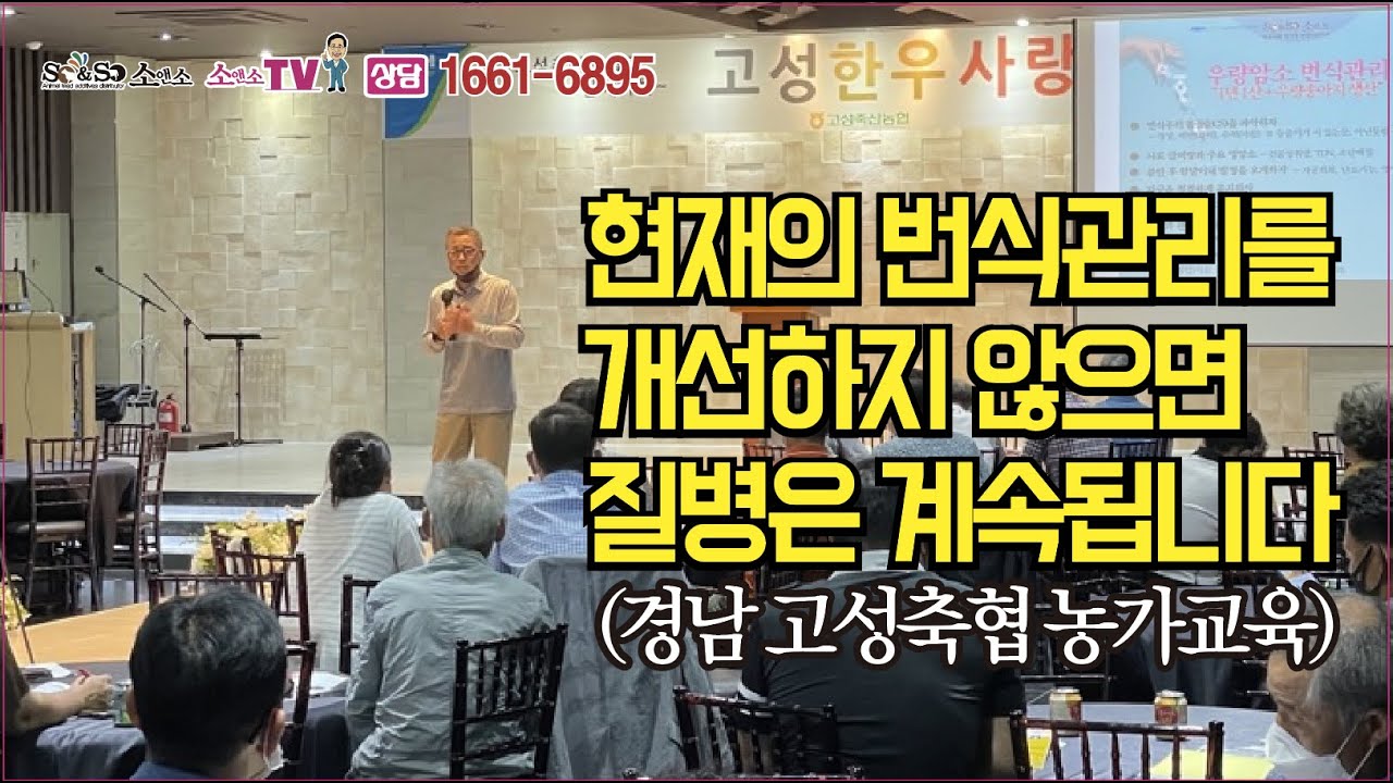 [소앤소TV-김재경원장, 상담 1661-6895] 번식관리 방법을 근본적으로 바꾸지 않으면 질병발생은 계속됩니다. (경남 고성축협 농가교육)