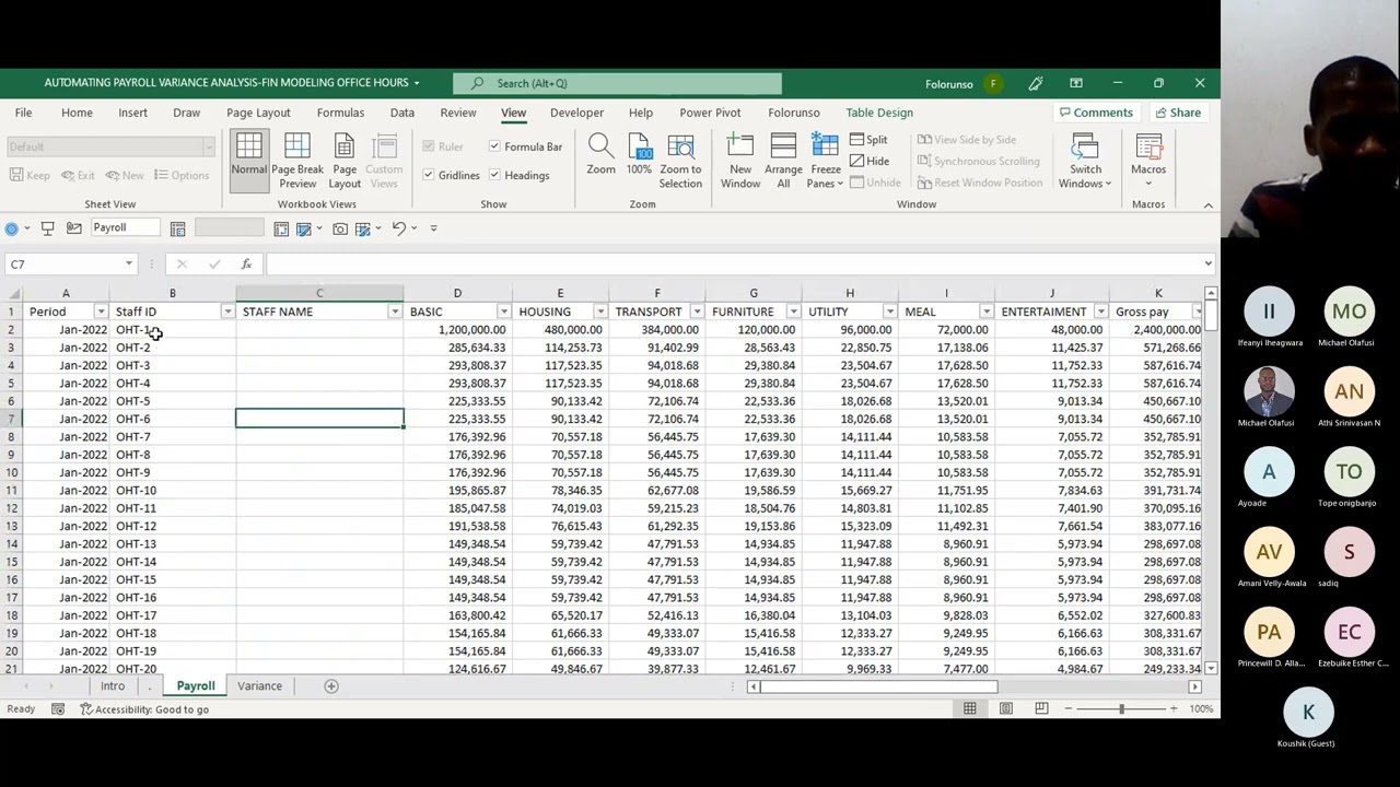 Financial Modeling Office Hour 78: Automating Payroll Variance Analysis in Ms Excel