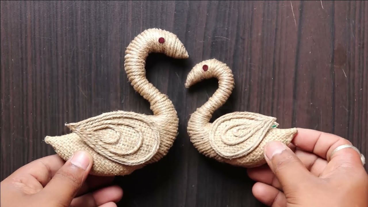 Jute home decorating ideas handmade | Jute craft projects | Diy pair of Swan Showpiece with jute