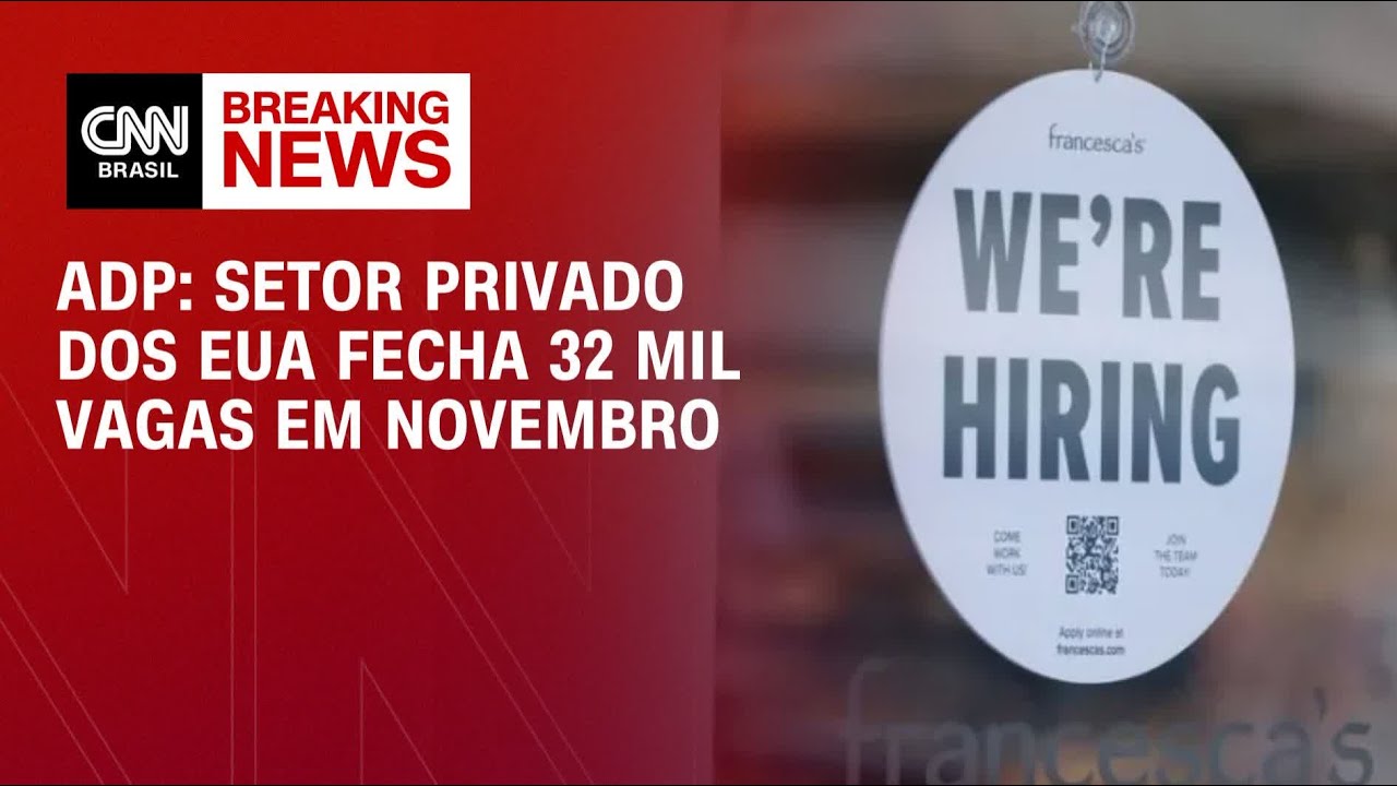 Relat&oacute;rio ADP: Setor privado dos EUA perde 32 mil empregos em novembro | ABERTURA DE MERCADO