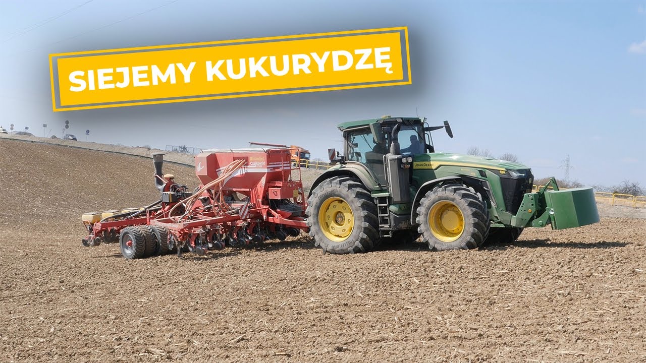 Siew 1300ha kukurydzy u klienta zestaw John Deere 8R 410 i Czajkowski ST600 Vadertstad Tempo V12