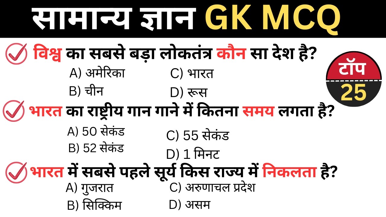 सामान्य ज्ञान | General Knowledge | GK GS Questions | All Competitive Exams | GK MCQ