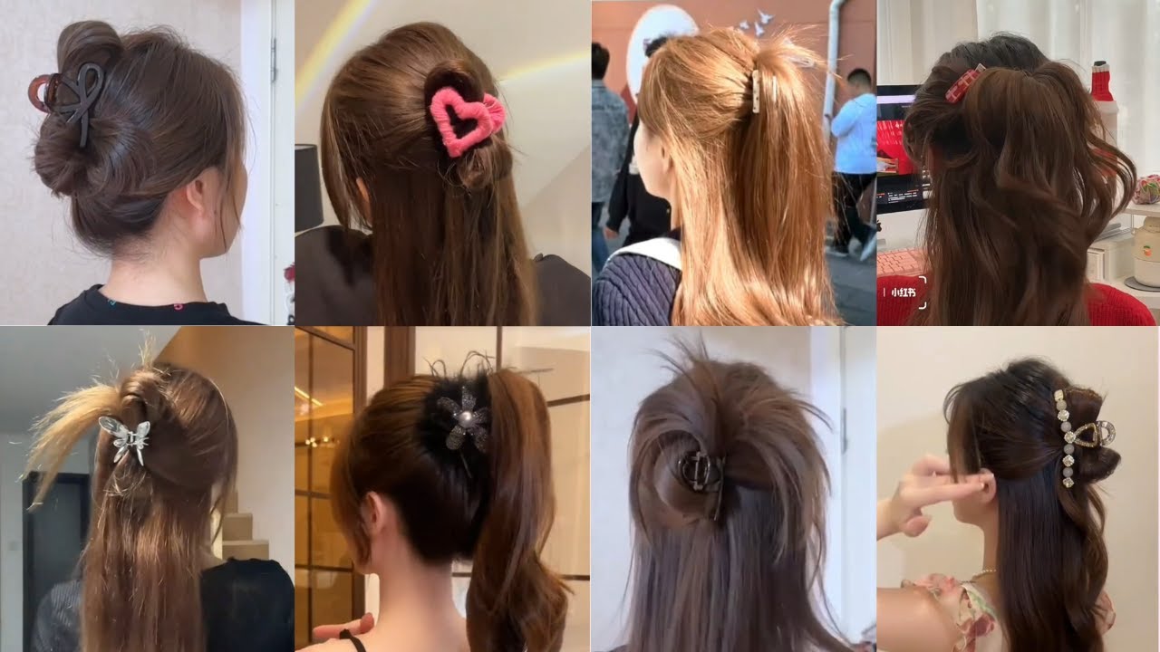 Easy Claw Clip Hairstyles💜🥰 Pretty hairstyles for everyday❤️#clawcliphairstyles