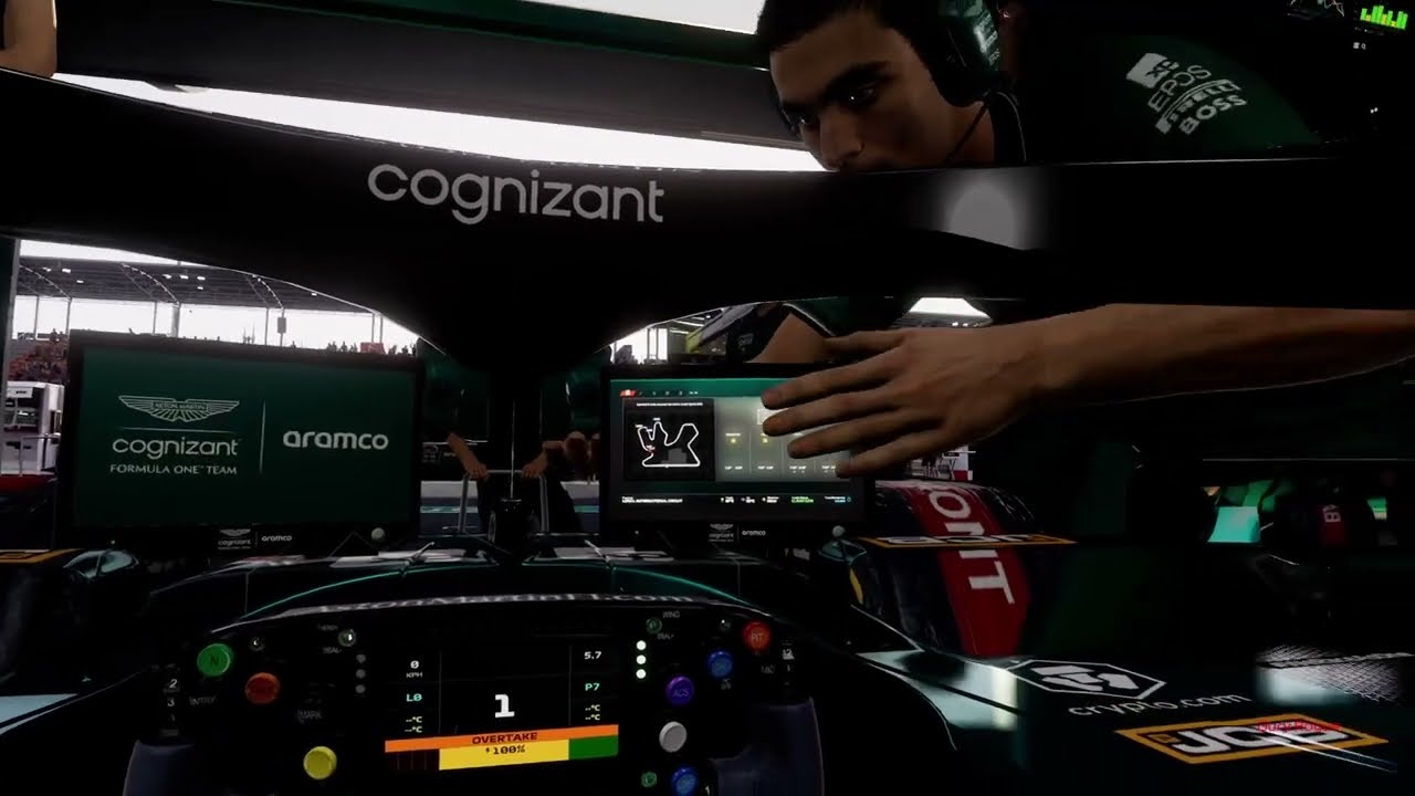 My first ever pit exit on F1 23 (XBOX Series X). Alonso in the Aston Martin 🇶🇦