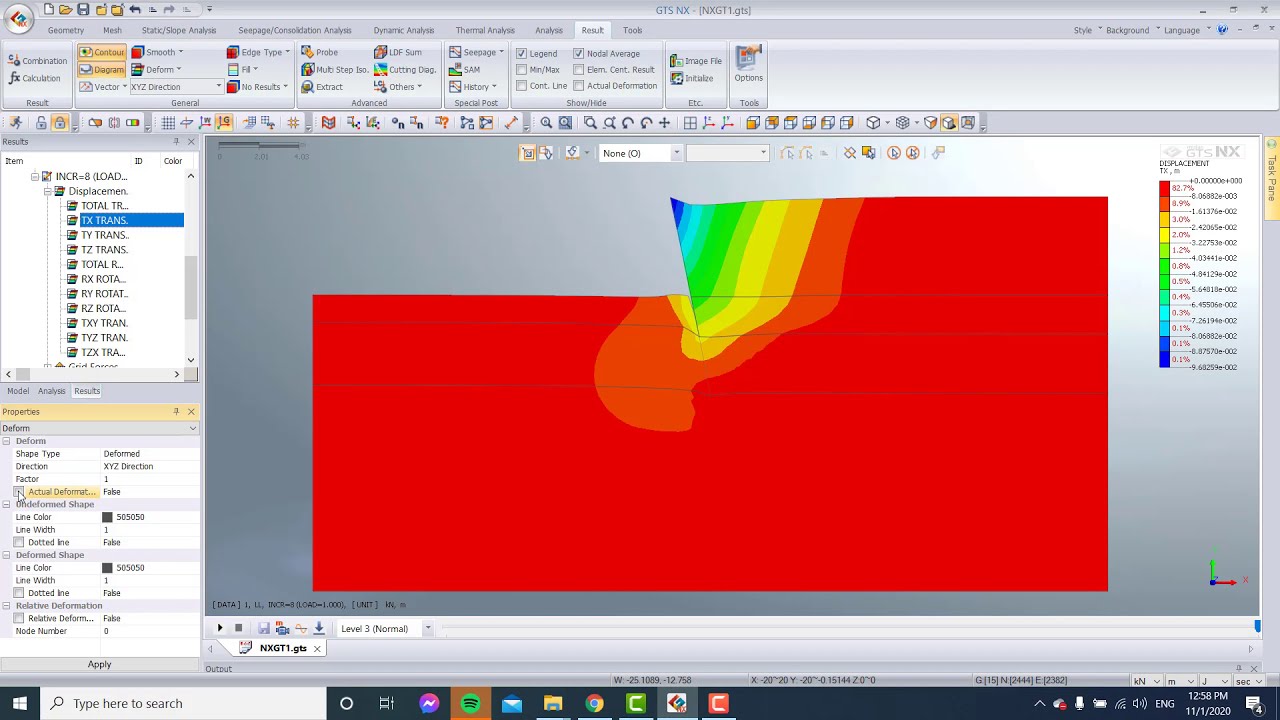 Midas GTSNX-Cantilever Sheet Pile for Building and Marine Structures with Interface Element