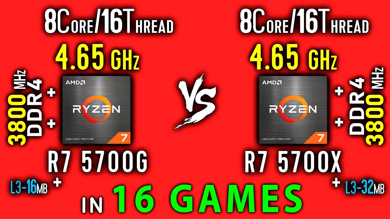 Ryzen 7 5700G vs Ryzen 7 5700X Test in 16 Games or R7 5700G vs R7 5700X