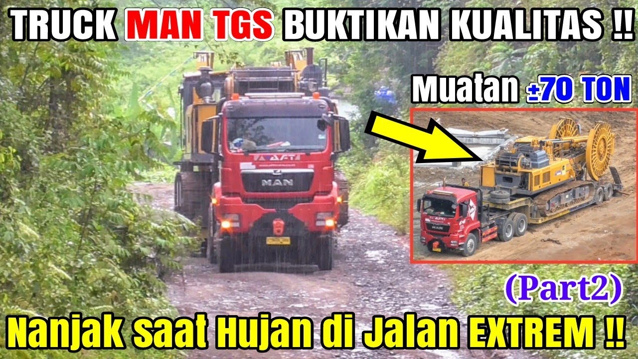 Muatan EXTREM !! Excavator GRAB, Kawal Ketat 5Truk MAN Lewat Jalur Sempit, HINO Selfloader (Part2)