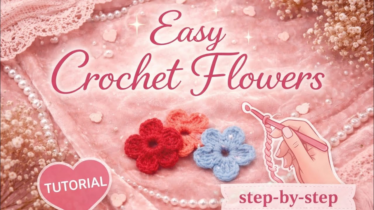 How to Crochet a Simple Flower🌸 | Beginner Step by Step Tutorial✨