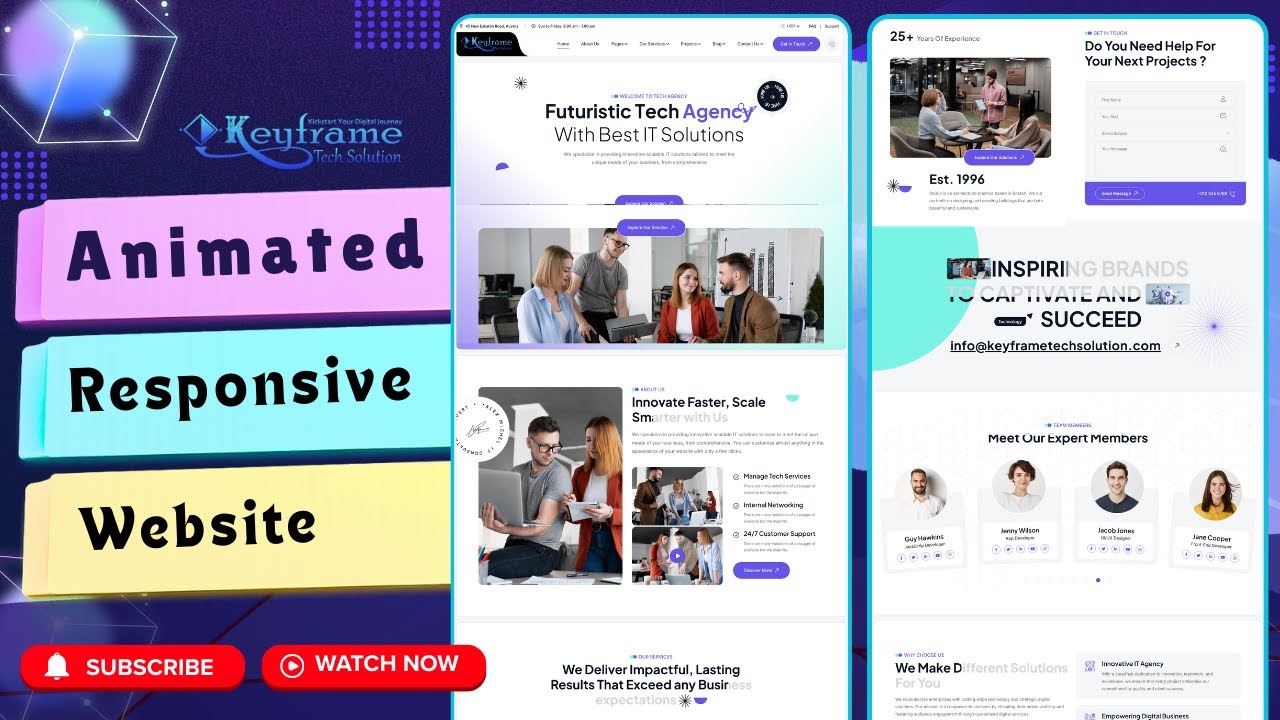 Responsive Animated Landing Page HTML CSS JavaScript | Modern Website Design Tutorial